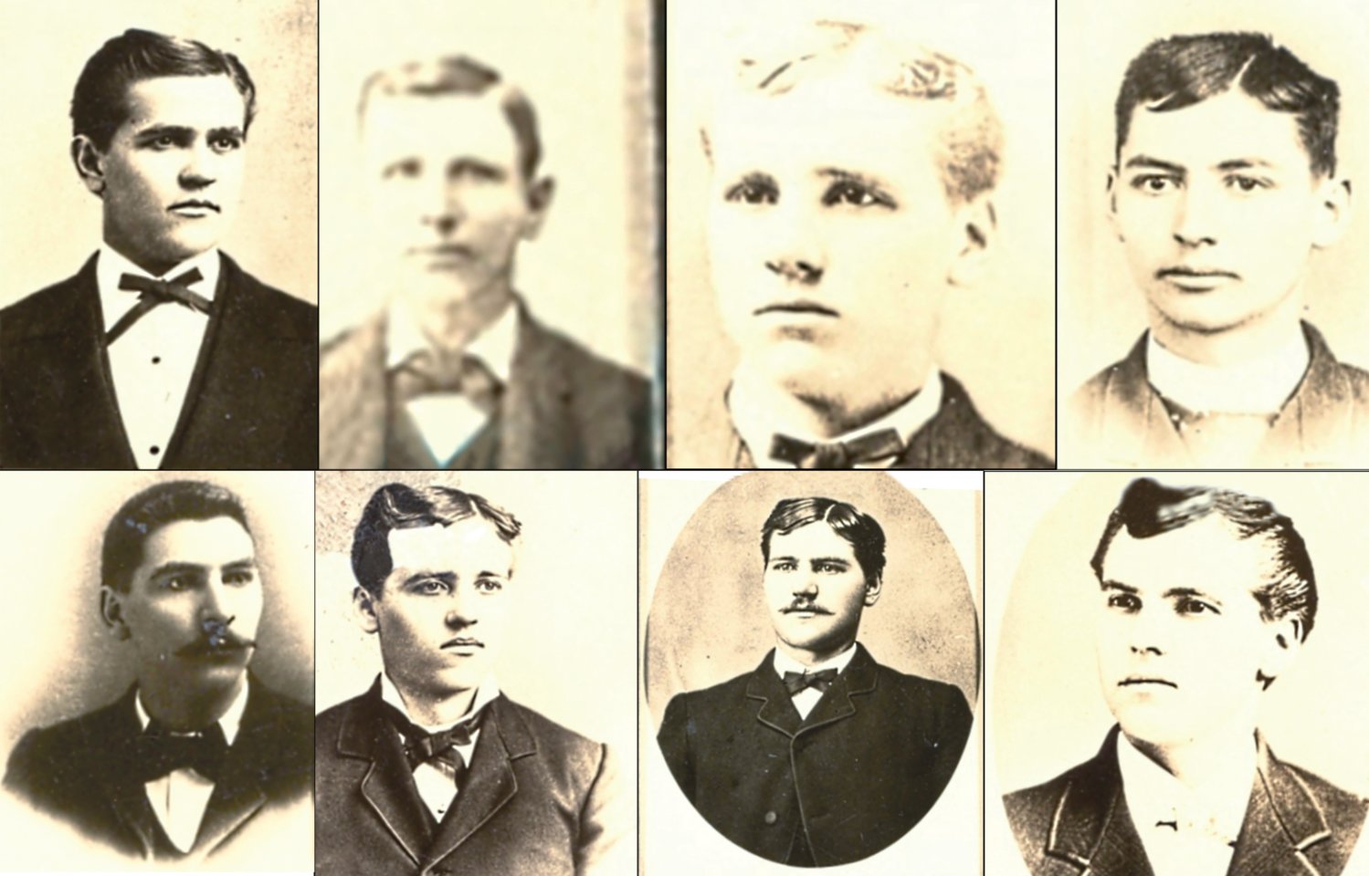 From top left, Joseph, Jacob, Paul and Gustave Salzer. From bottom left, Dan, Gottlob, Frederick and John Salzer.